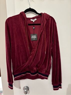 Opening Ceremony Deep Burgundy Velvet Wrap Hoodie